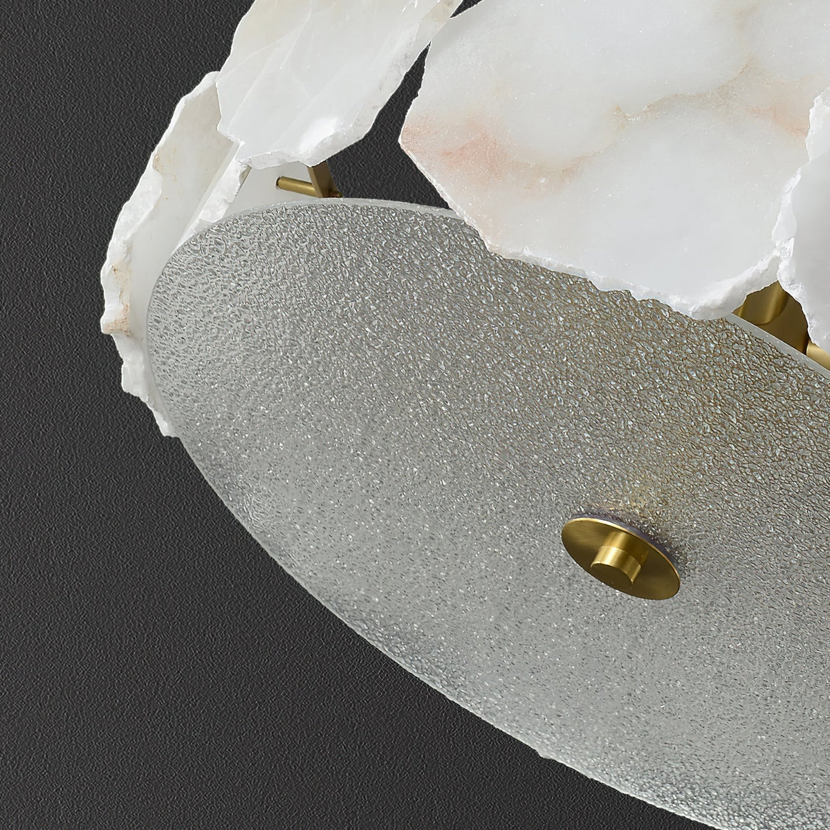 Zoruvys Sophistiqué Disque Plat Albâtre Verre Plafonnier