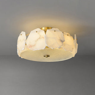 Zoruvys Sophistiqué Disque Plat Albâtre Verre Plafonnier