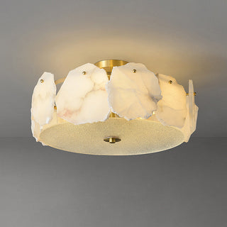 Zoruvys Sophistiqué Disque Plat Albâtre Verre Plafonnier