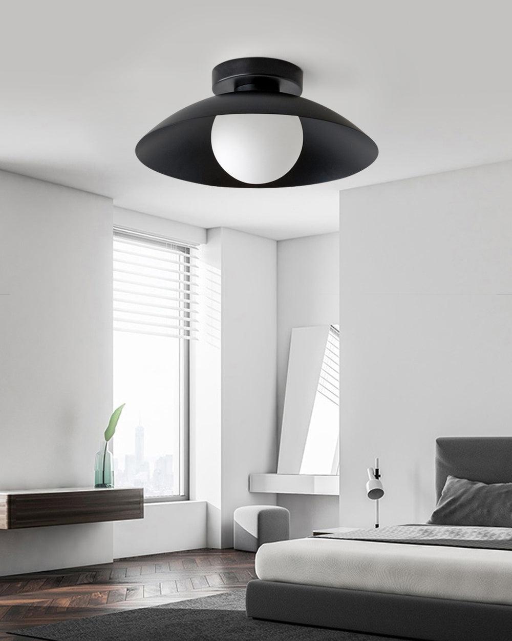 Ceiling Light in Metal Canopy and Glass with Color Options-Neutral Decor