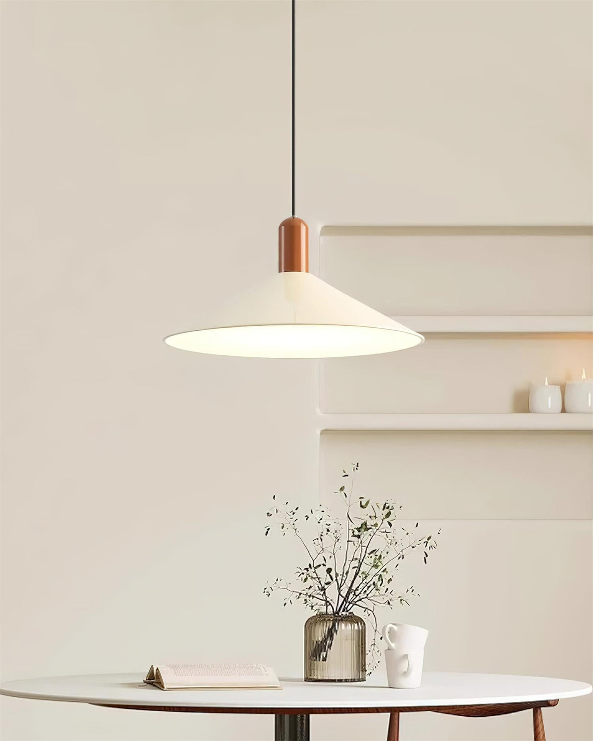 Pendant Light LED Minimalist Cone Hanging Lamp for Kitchen Dining-Neutral Decor