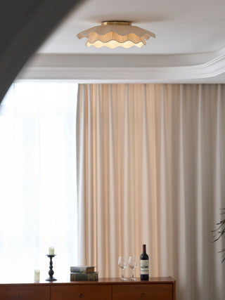 Mylirira Plafonnier en Laiton Tissu Vague Élégance Premium