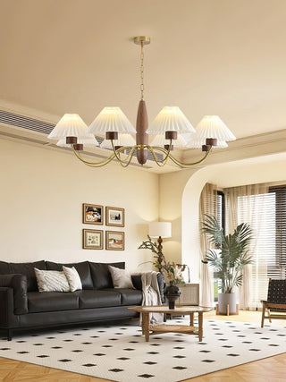Lustra Lustre Élégant en Noyer et Laiton