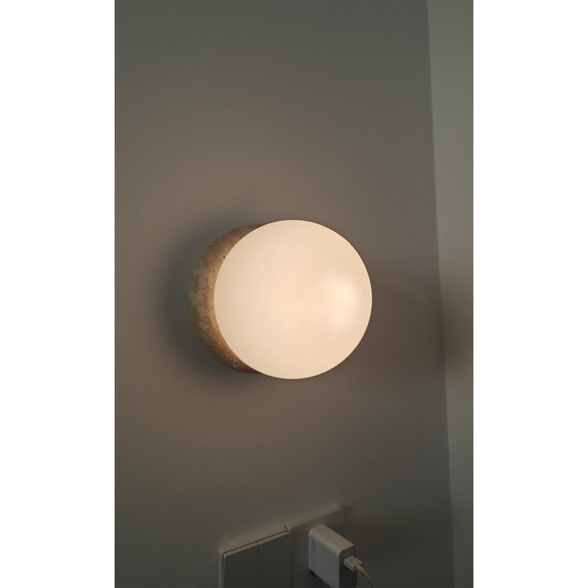 Blikuvys Moderne Minimaliste Travertin Verre Applique Murale