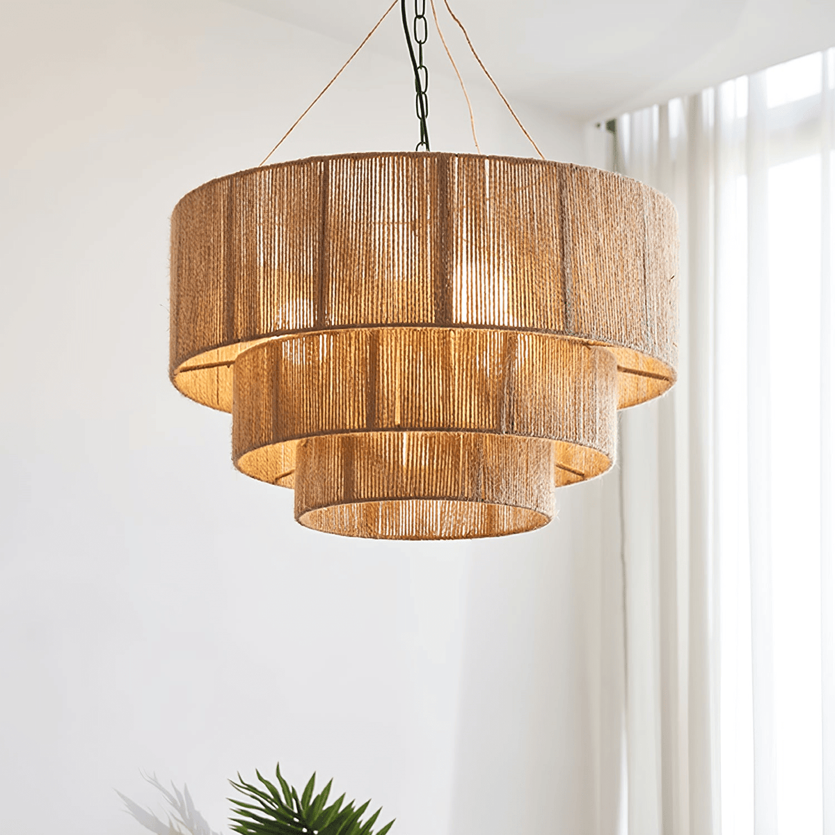 Cascade Lampe Suspendue Rustique en Jute