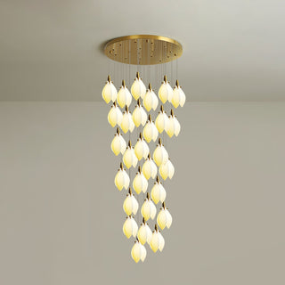 Caphayra Lustre en Céramique Florale et Laiton