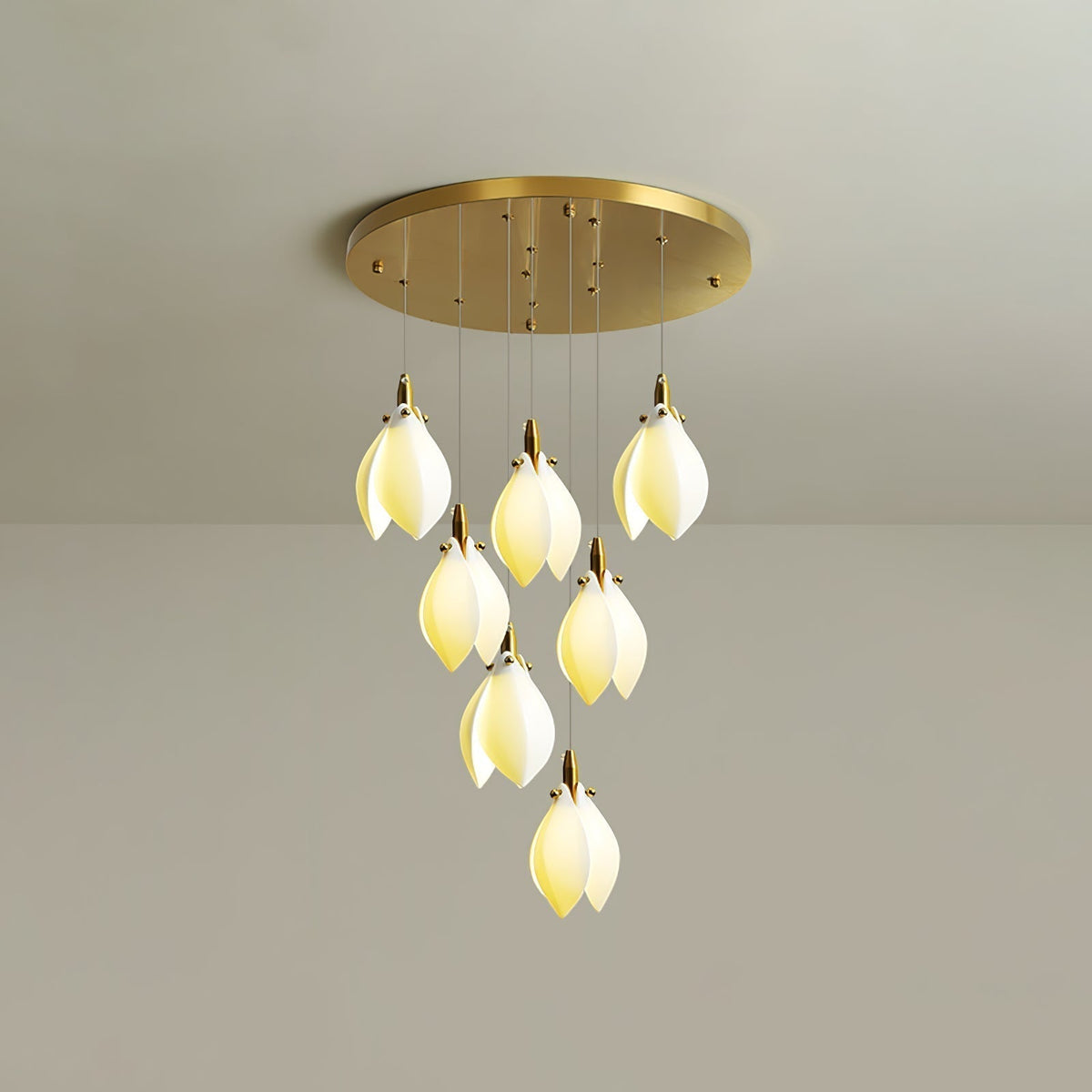 Caphayra Lustre en Céramique Florale et Laiton