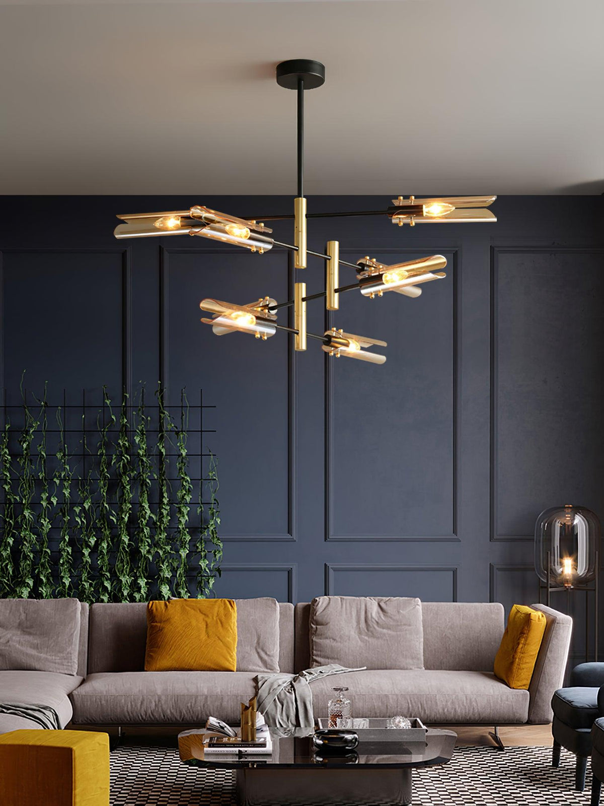 Quinius Lustre Double 6-Luminaires Moderne