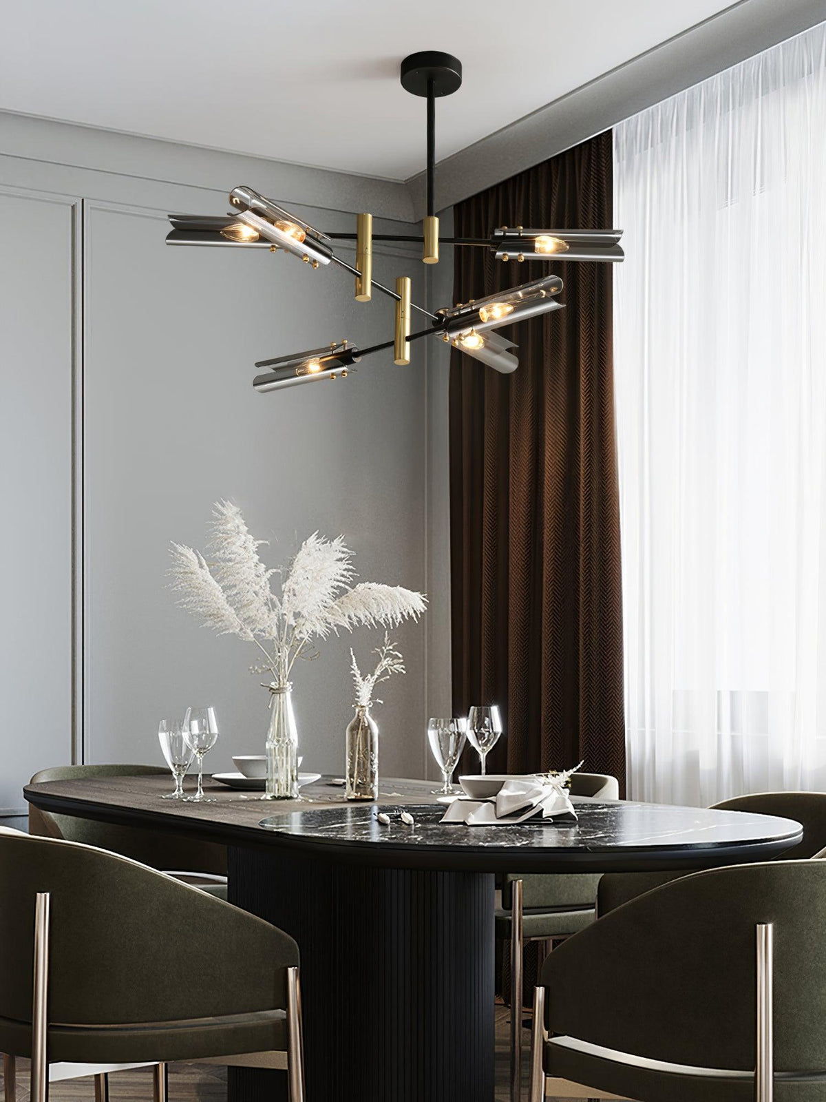 Quinius Lustre Double 6-Luminaires Moderne