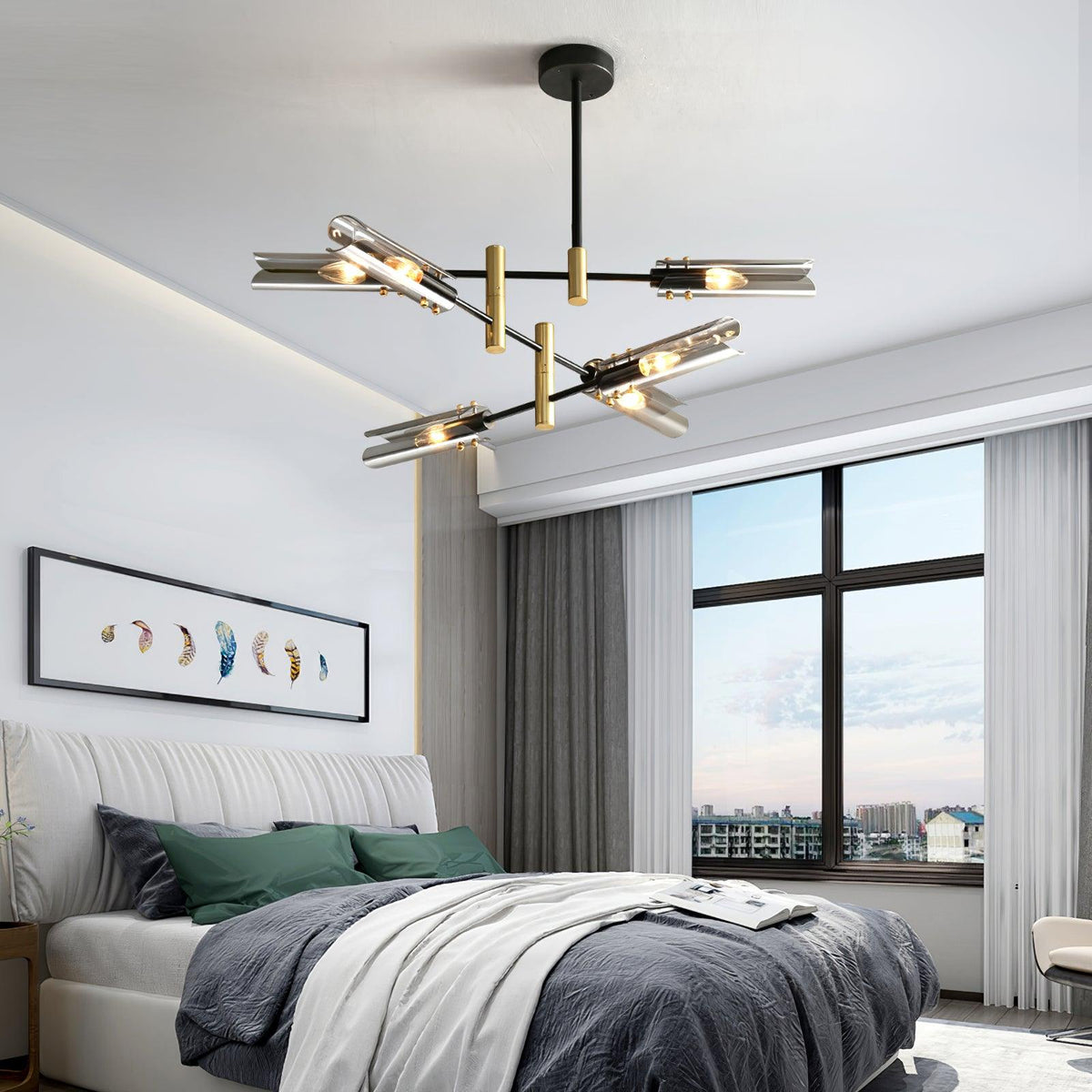Quinius Lustre Double 6-Luminaires Moderne