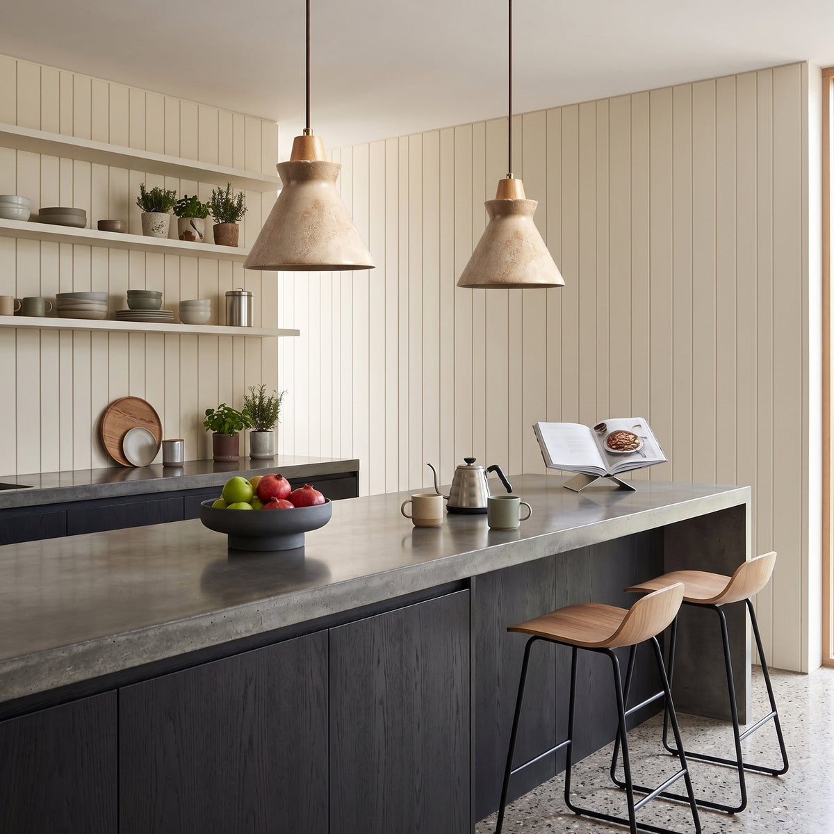 The Athena pendant light in the 'Wood color' finish.