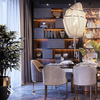 Lustra Lustre en Chaînes d'Aluminium Nickel Scintillant