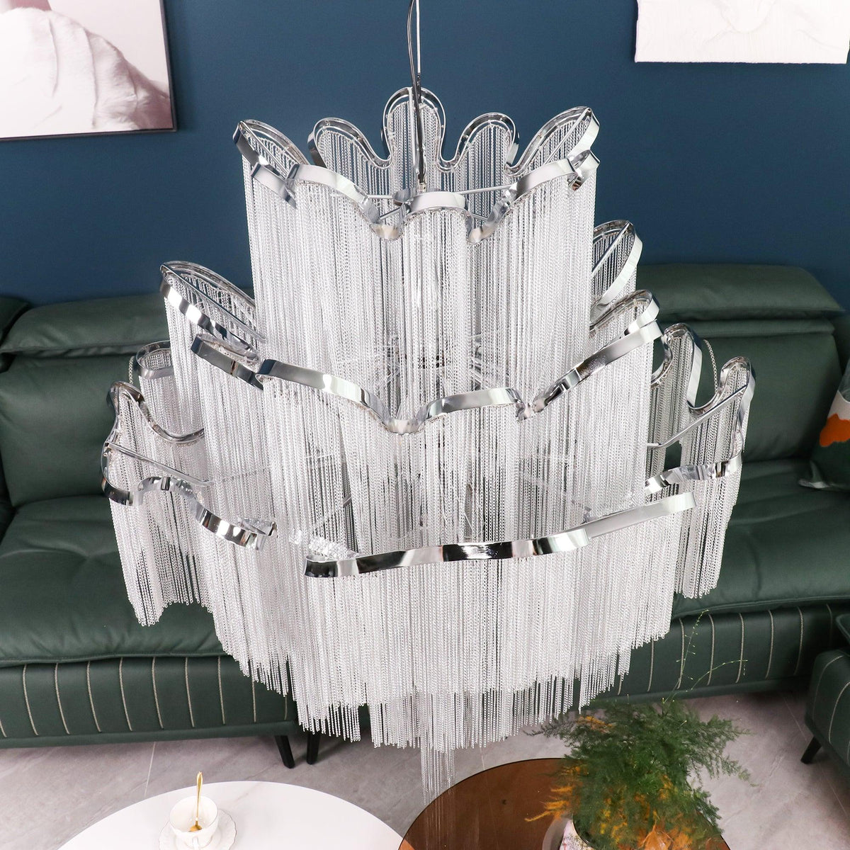 Ivararia Suspension Lampe Chaîne en Nickel Coulant