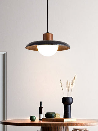 Zenk Suspension Travertin Noir Dôme