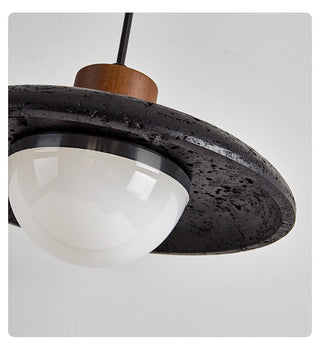 Zenk Suspension Travertin Noir Dôme