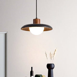 Zenk Suspension Travertin Noir Dôme