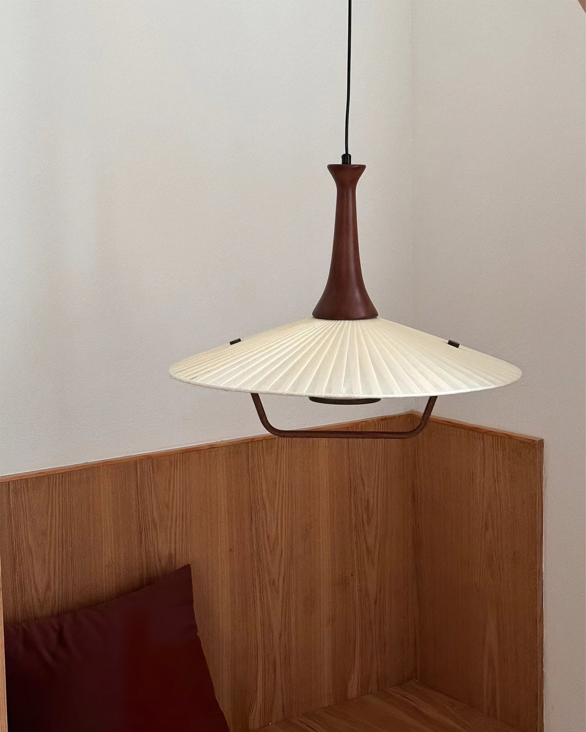 Vionne Mid-Century Wood and White Pendant Lamp-Neutral Decor