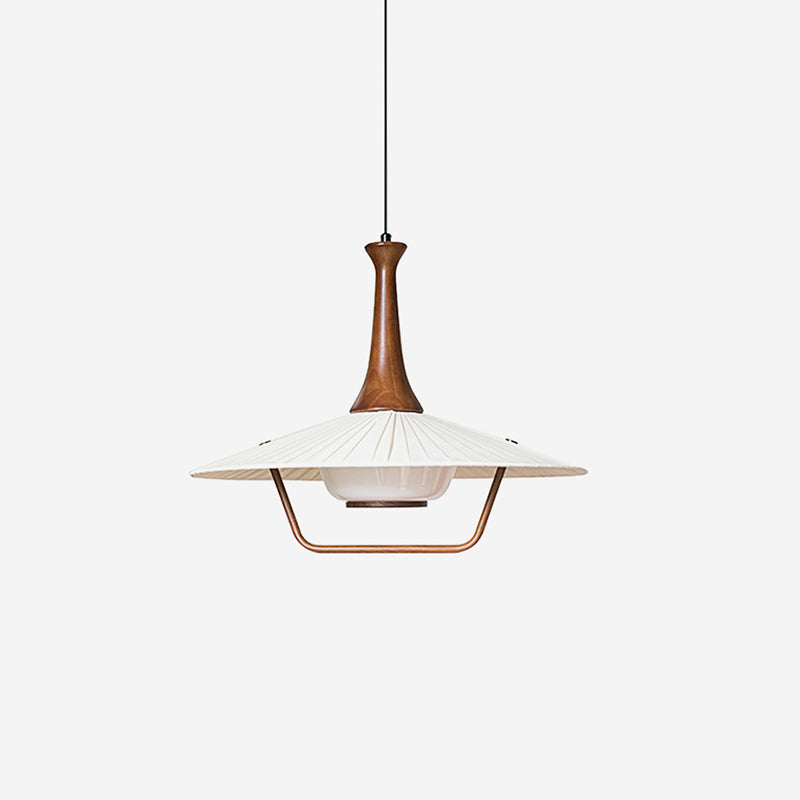 Vionne Mid-Century Wood and White Pendant Lamp-Neutral Decor