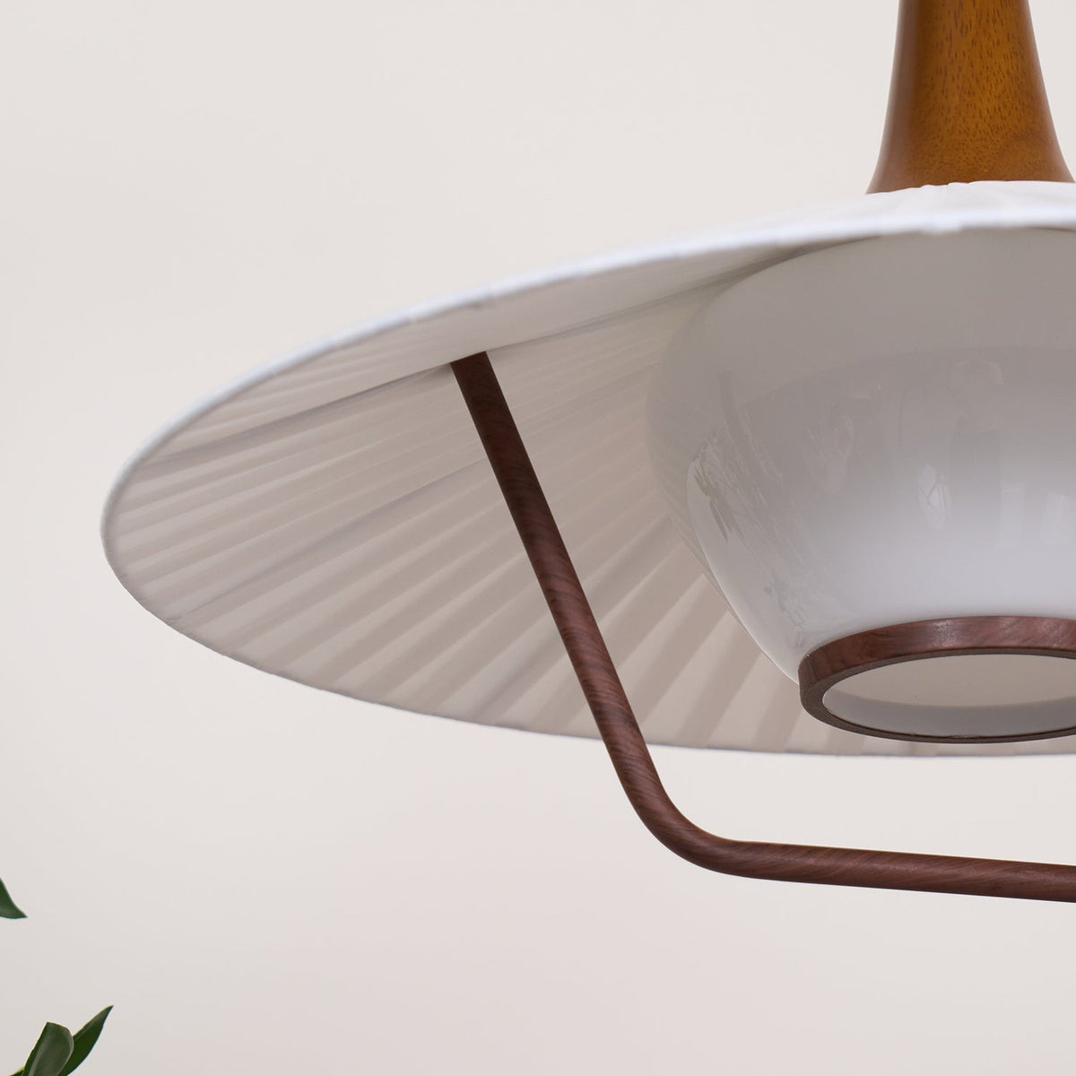 Vionne Mid-Century Wood and White Pendant Lamp-Neutral Decor