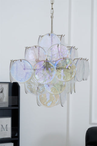 Aurora Lustre Iridescent Murano Disque Superposé