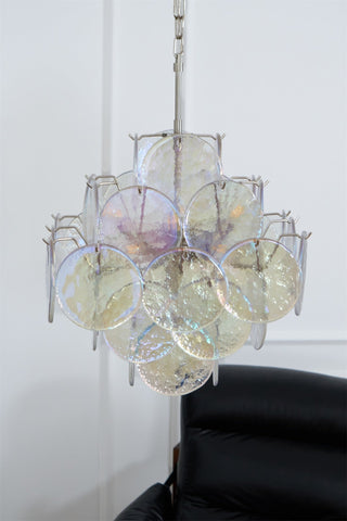 Aurora Lustre Iridescent Murano Disque Superposé