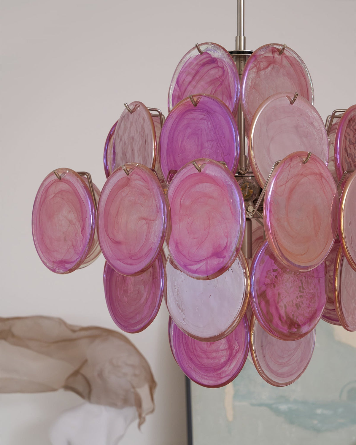 Brinivia Lustre Rose Verre Disque Superposé Romantique