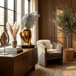 Aurelia Winged Bust Sculpture-Neutral Decor