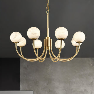 Mjolkuvys Moderne Minimaliste Globe Laiton Albâtre Lustre