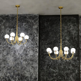 Mjolkuvys Moderne Minimaliste Globe Laiton Albâtre Lustre