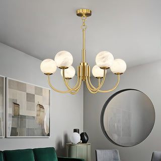 Mjolkuvys Moderne Minimaliste Globe Laiton Albâtre Lustre