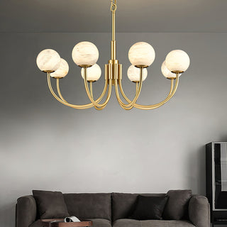 Mjolkuvys Moderne Minimaliste Globe Laiton Albâtre Lustre