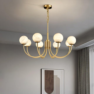 Mjolkuvys Moderne Minimaliste Globe Laiton Albâtre Lustre
