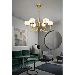 Mjolkuvys Moderne Minimaliste Globe Laiton Albâtre Lustre