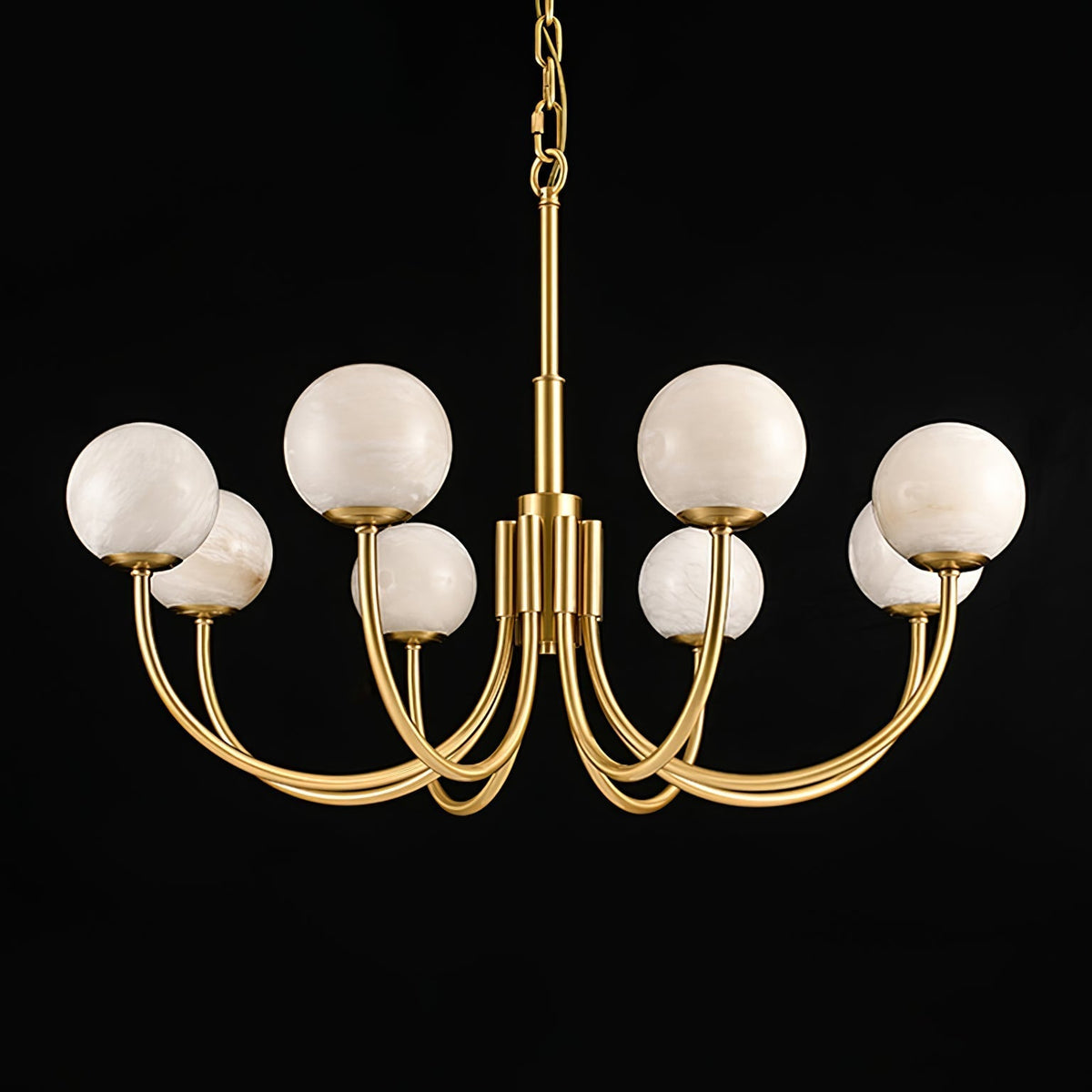 Mjolkuvys Moderne Minimaliste Globe Laiton Albâtre Lustre