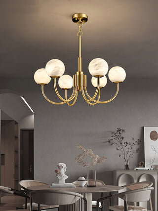 Mjolkuvys Moderne Minimaliste Globe Laiton Albâtre Lustre