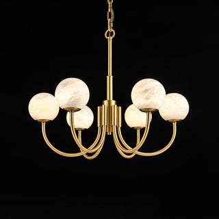 Mjolkuvys Moderne Minimaliste Globe Laiton Albâtre Lustre