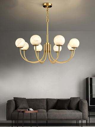 Mjolkuvys Moderne Minimaliste Globe Laiton Albâtre Lustre