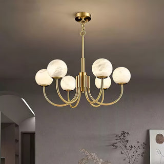 Mjolkuvys Moderne Minimaliste Globe Laiton Albâtre Lustre