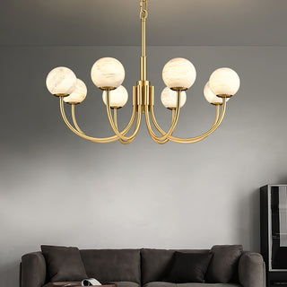 Mjolkuvys Moderne Minimaliste Globe Laiton Albâtre Lustre