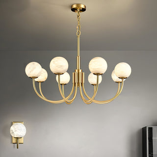 Mjolkuvys Moderne Minimaliste Globe Laiton Albâtre Lustre