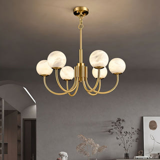 Mjolkuvys Moderne Minimaliste Globe Laiton Albâtre Lustre