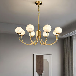 Mjolkuvys Moderne Minimaliste Globe Laiton Albâtre Lustre