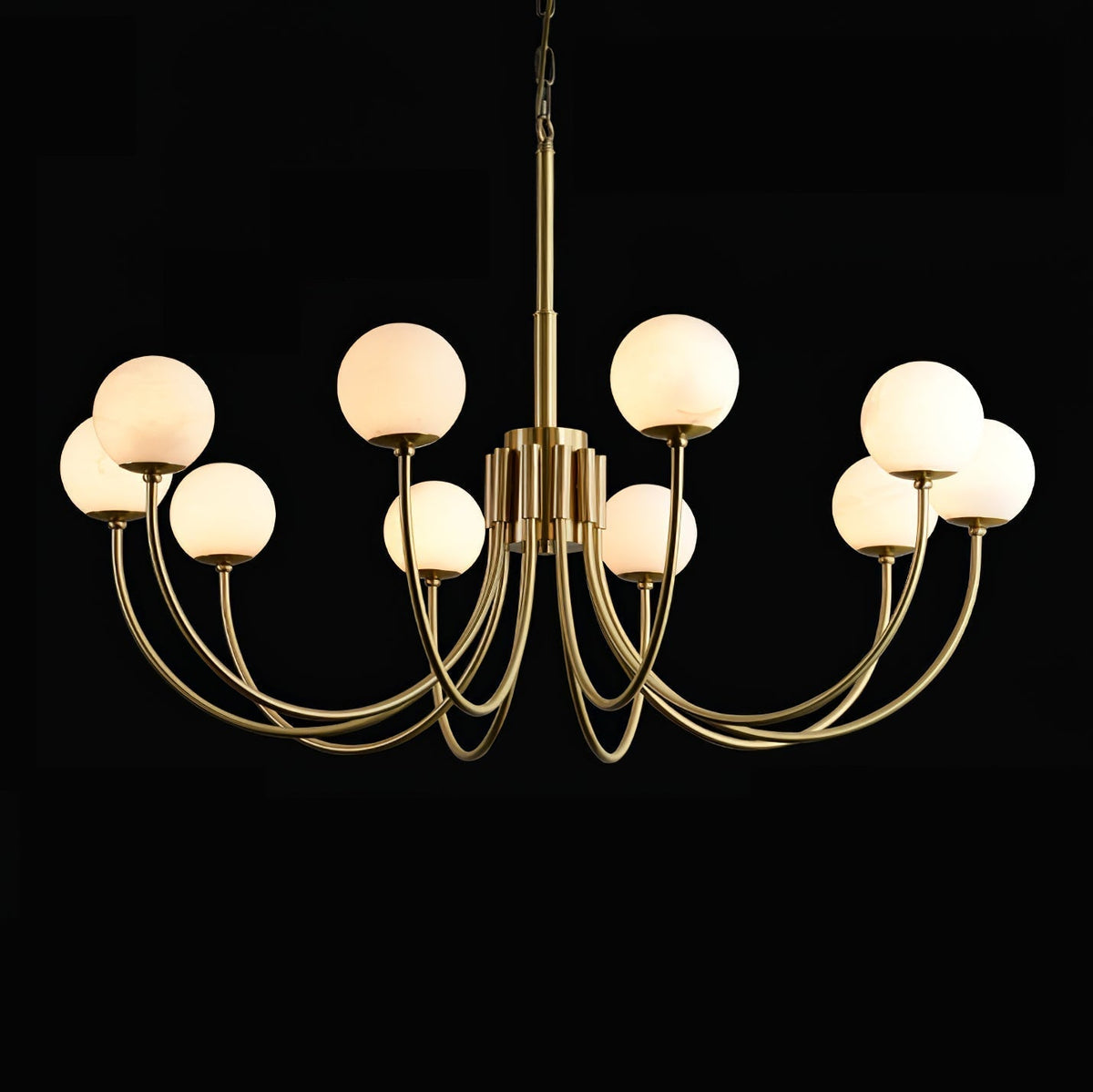 Mjolkuvys Moderne Minimaliste Globe Laiton Albâtre Lustre