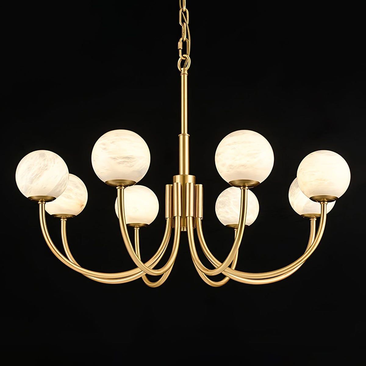 Mjolkuvys Moderne Minimaliste Globe Laiton Albâtre Lustre