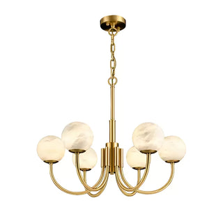 Mjolkuvys Moderne Minimaliste Globe Laiton Albâtre Lustre