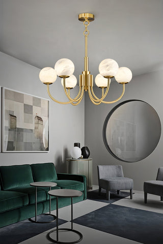Mjolkuvys Moderne Minimaliste Globe Laiton Albâtre Lustre