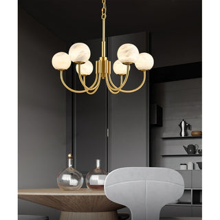 Mjolkuvys Moderne Minimaliste Globe Laiton Albâtre Lustre