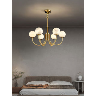 Mjolkuvys Moderne Minimaliste Globe Laiton Albâtre Lustre