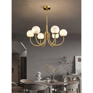 Mjolkuvys Moderne Minimaliste Globe Laiton Albâtre Lustre