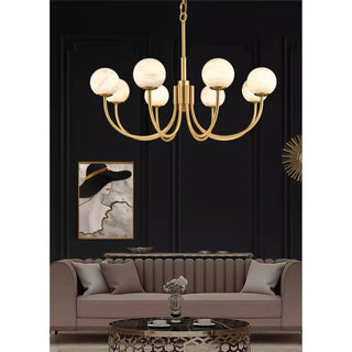 Mjolkuvys Moderne Minimaliste Globe Laiton Albâtre Lustre